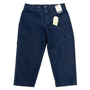 New St. John's Bay Denim Capri Pants 6 Blue Dark Rinse Secretly Slender Mid Rise